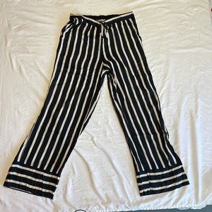 Primark black purple & cream striped lounge/travel pants